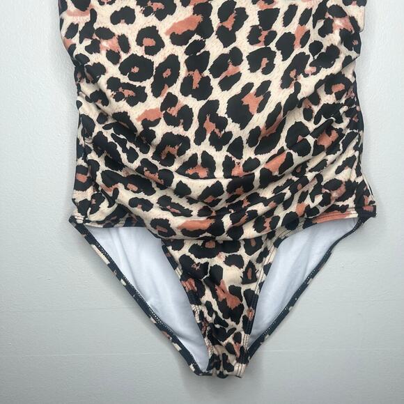 EOMENIE Womens One Piece Swimsuit Animal Print Keyhole Halter Tummy Control Sz M - Picture 4 of 9